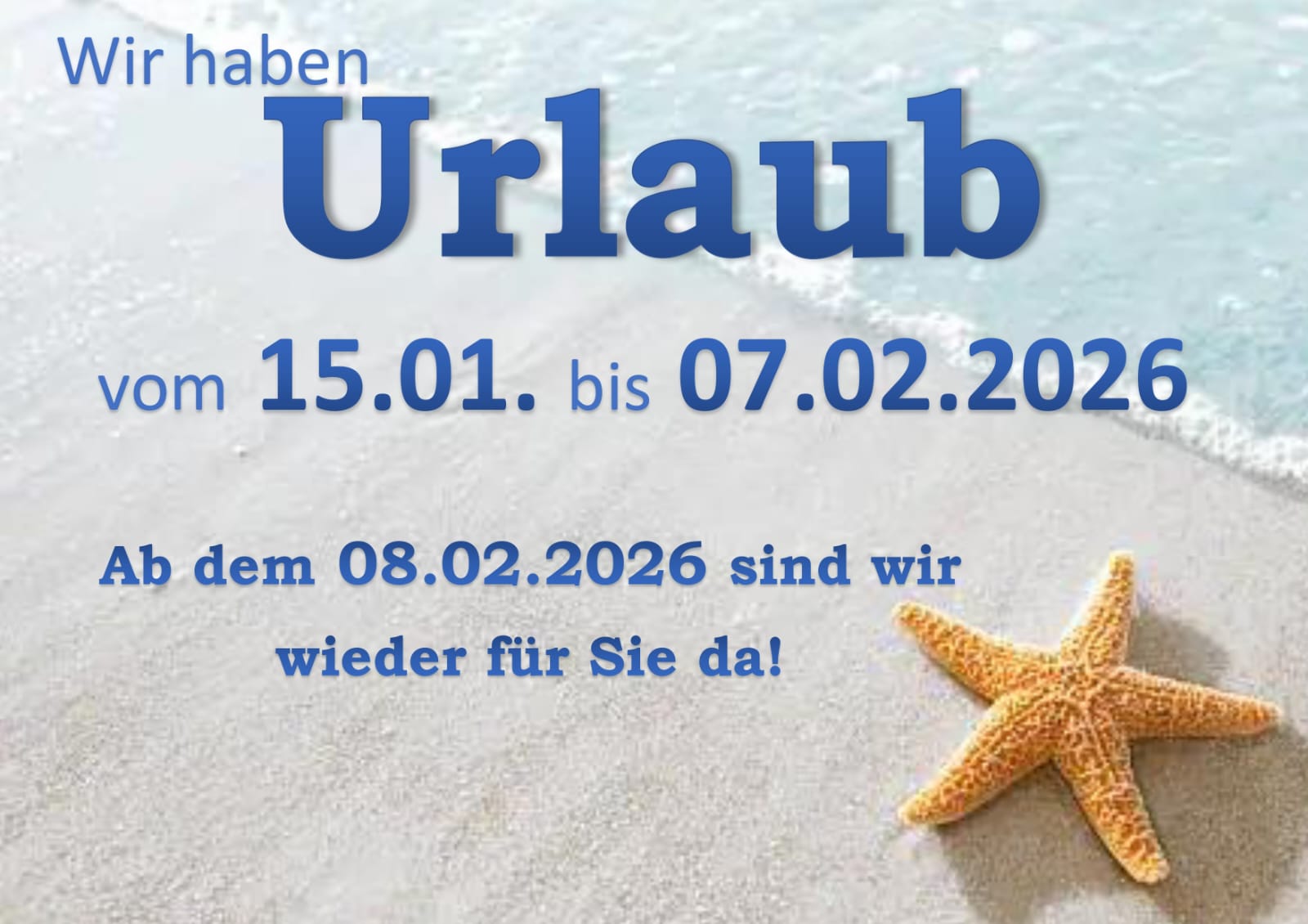 Hinweis: Betriebsferien